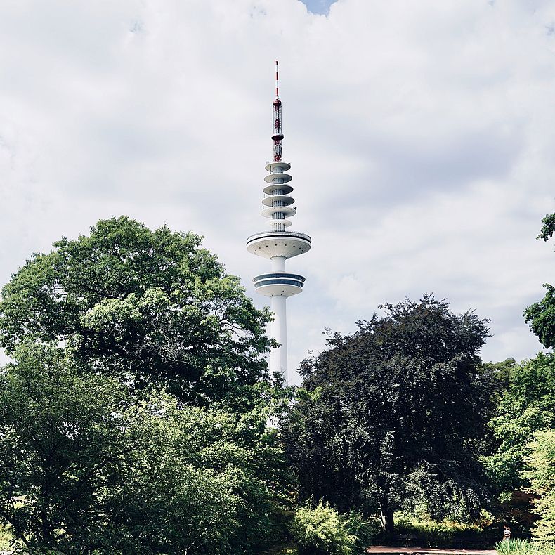  View of the Hamburg TV Tower from the Planten un Blomen park