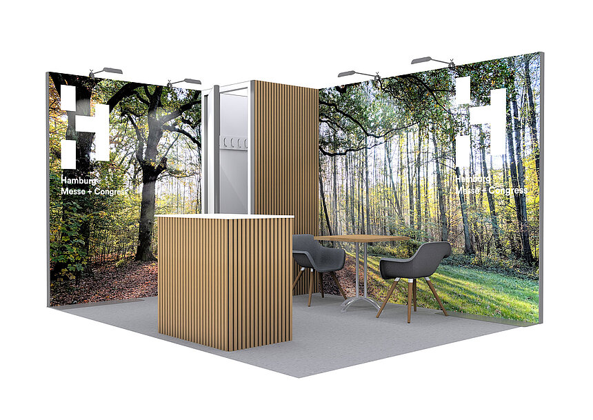 ECO Silver corner stand | Stand construction with recycled material ECO Silver corner stand | Stand construction with recycled material