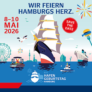 Banner HAFENGEBURTSTAG HAMBURG Save the Date 1080x1080px