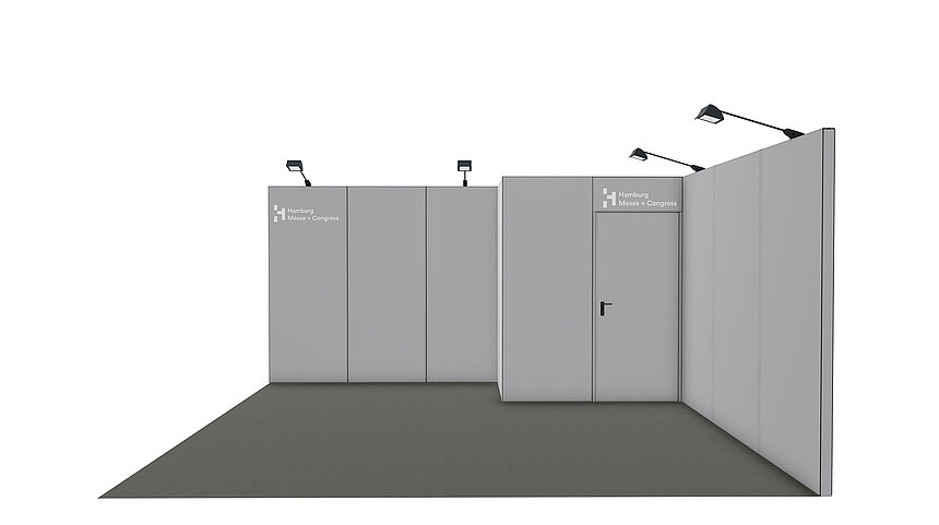 Ausstattungsbeispiel Grau ohne Möbel | Refab Standbau mit recyceltem Material