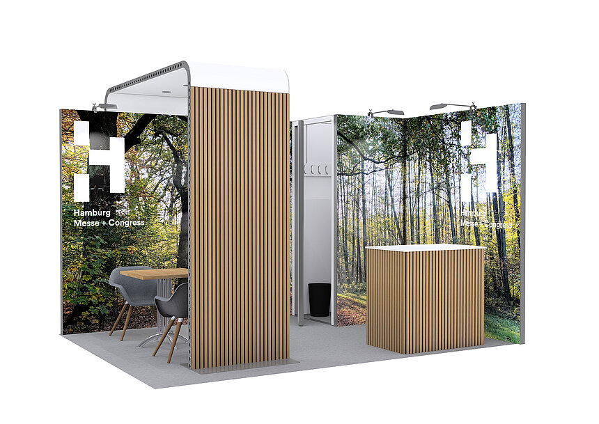 ECO Bridge corner stand | Stand construction with recycled material