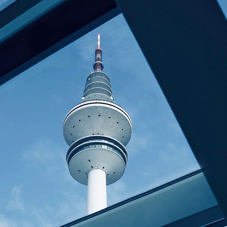 Hamburg Messe: View of the TV tower from the Skywalk