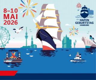 Animiertes Banner HAFENGEBURTSTAG HAMBURG Save the Date 300x250px