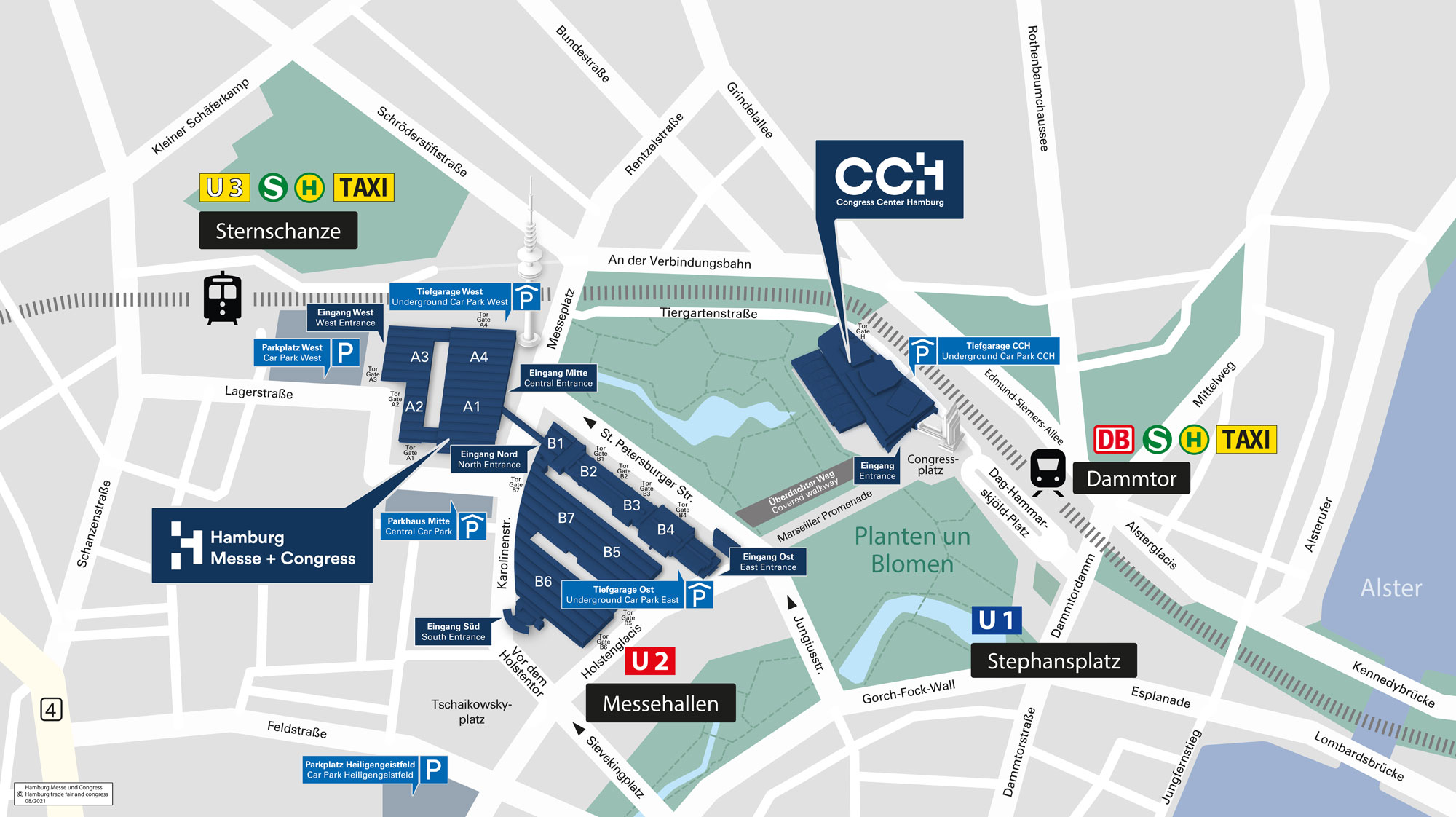 Wegeführung vom Dammtor zur Hamburg Messe